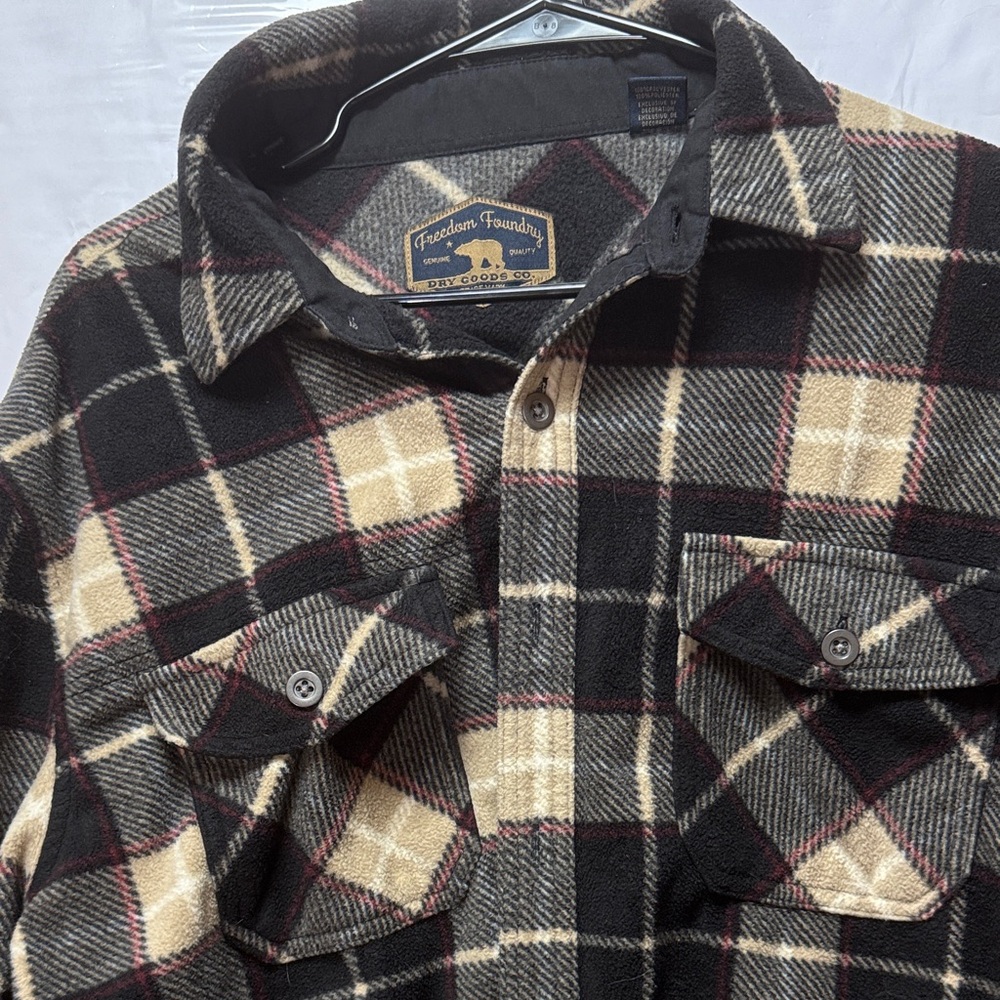 Freedom Foundry Men's Plaid Shirt Jacket - Black and Tan